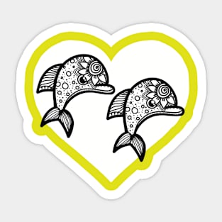 Harmony Hearts: Dolphins Embracing Love Sticker